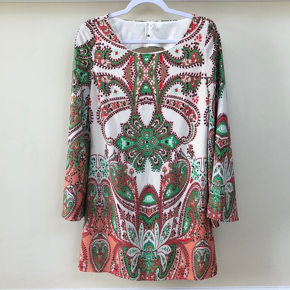 NWOT Pink Owl Bell Sleeve Dress